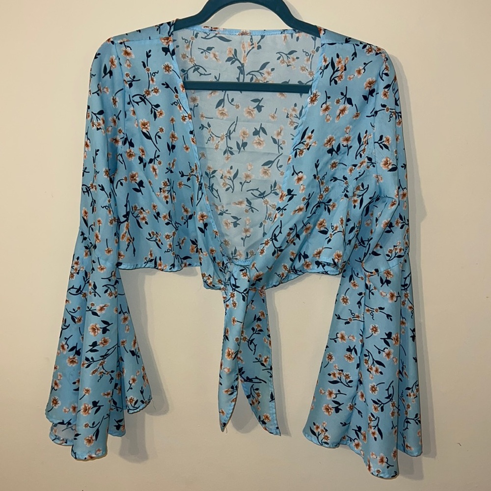 Floral Front Tie Blouse